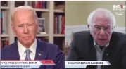  ??  ?? Biden, Sanders during video endorsemen­t this week