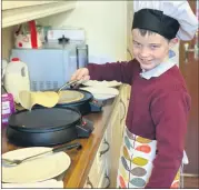  ?? ?? Kevin Connolly clearly delighted with his pancakes on Pancake Tuesday recently.