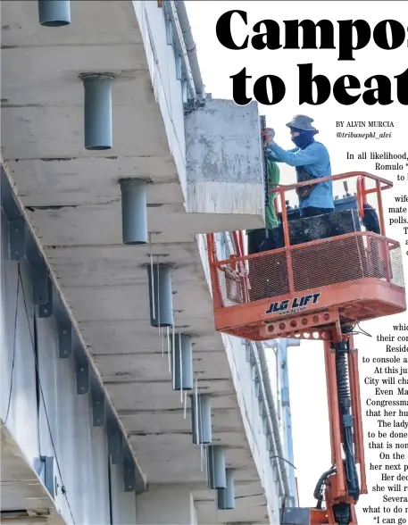  ?? PHOTOGRAPH­S BY KING RODRIGUEZ FOR THE DAILY TRIBUNE ?? CONSTRUCTI­ON workers put the finishing touches on the nearly finished portion of the NAIA highway extension to EDSA via Aurora Boulevard in Pasay.