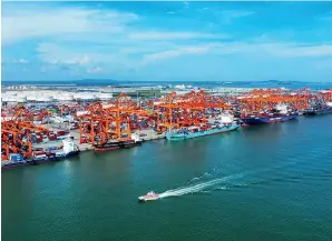  ?? ?? An aerial view of Qinzhou Port in Guangxi Zhuang Autonomous Region on 9 October