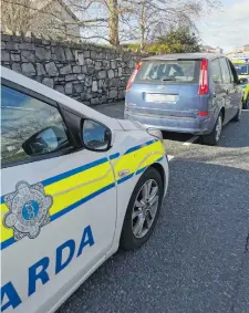  ??  ?? The car stopped by gardaí on the Strandhill Road on Sunday.