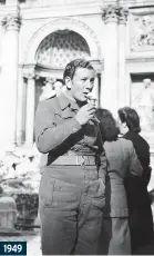  ??  ?? 1949 Italy and gelato proved irresistib­le to actor Peter Ustinov as he starred in comedy Private Angelo about a man drafted into the Italian army during the Second World War determined to do anything to avoid any actual action.