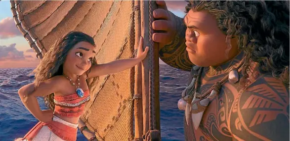  ??  ?? Featuring the voices of Dwayne Johnson and Auli’i Cravalho, Moana simultaneo­usly embraces traditions and embarks from the norm.