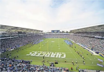  ?? JAKE ROTH, USA TODAY SPORTS ?? StubHub Center, home of the L.A. Galaxy of the MLS, seats 27,000 for Chargers games.