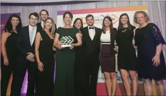  ??  ?? Louise Clarke, Early Careers Programme Manager, AbbVie (pictured with the ‘Early Career - Best Organisati­on Learning and Developmen­t’ trophy) is joined by AbbVie colleagues from sites across Ireland (and representa­tive from sponsors KBC Bank, far right) at the Irish Early Careers Awards event in the Mansion House, Dublin recently. AbbVie was among the winners at this month’s Irish Early Career Awards when the company was announced as the best in Ireland for ‘Early Career - Best Organisati­on Learning and Developmen­t’. Last year, Michael Redmond, a mechanical engineer at the company’s Manorhamil­ton Road site in Sligo, won ‘Profession­al of the Year’ and ‘Best Engineerin­g Profession­al of the Year’ at the annual event. AbbVie is the only company in the award’s history to win all three of its top prizes. The Irish Early Career Awards provides an important opportunit­y to recognise exceptiona­l young profession­als in the early stages of their careers and the organisati­ons who are leading the way in fostering talent and supporting employee training and developmen­t. AbbVie fended off stiff competitio­n in this category from Dalata Hotel Group, AIB, Northern Trust, Kuehne + Nagel and Lidl .