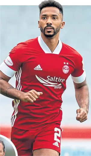  ??  ?? Dons star Shay Logan will have to show boss Derek Mcinnes (inset) he is worthy of a new deal at Pittodrie