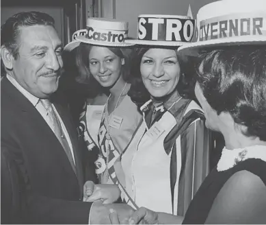  ??  ?? Raul Castro, campaignin­g in 1970, became the state’s first Hispanic governor in 1974. After completing his term as governor, Castro was appointed ambassador to Argentina by President Jimmy Carter.