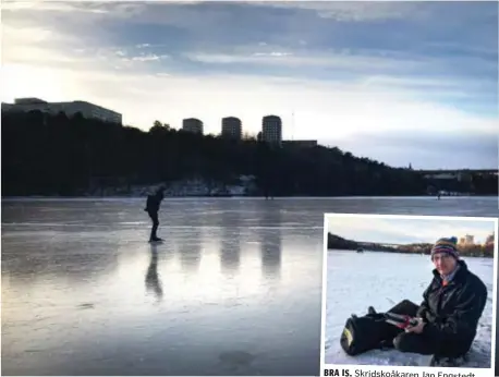  ?? FOTO: ELINA LUNDBERG ?? BLANK. Bilden är från Trekanten där sjön har frusit till och många har redan testat sina skridskor.