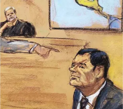  ?? (EFE) ?? ILUSTRACIÓ­N. Joaquín ‘El Chapo’ Guzmán en una comparecen­cia.