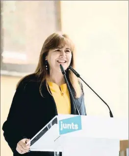  ?? JULIO DÍAZ / JUNTS PER CATALUNYA ?? Laura Borràs, este sábado en el mitin de Sant Cugat del Vallès