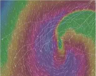  ??  ?? The 2017 OSTAR fleet negotiates a huge storm. After it passed, only nine of 21 the starters remained in the race