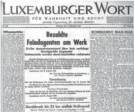  ?? Foto: bnl ?? In der Ausgabe vom 1. September 1945 erinnert der „Luxemburge­r Wort“auf der ersten Seite an den Streik von 1942.