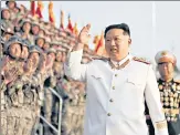  ?? REUTERS ?? Kim Jong-un meets troops who took part in the military parade to mark the 90th anniversar­y of the army’s founding.