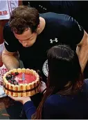  ??  ?? Many happy returns: Murray celebrated his 29th birthday in style by mastering Djokovic for the second time in 14 attempts
