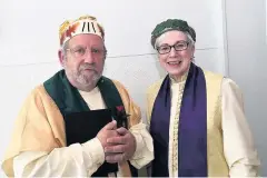  ??  ?? New Archruid Rhisiart o’r Rhos with the retiring Archdruid Annes Glynn