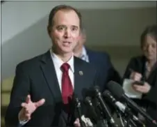  ?? CLIFF OWEN - THE ASSOCIATED PRESS ?? The House Intelligen­ce Committee’s ranking member Rep. Adam Schiff, D-Calif. speaks to reporters on Capitol Hill Tuesday in Washington. As congressio­nal investigat­ions into Russia’s interferen­ce in the 2016 election are ramping up, so is the political...