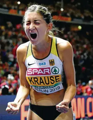  ?? Foto: Getty ?? Gesa Felicitas Krause schreit ihre Freude heraus.