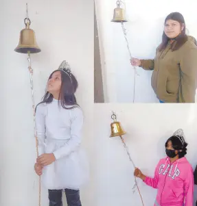  ?? ?? l Yuliana, María Isabel y Wendy han tocado la campana de la salud este año en la Fundación Jesucristo Misericord­ioso.
