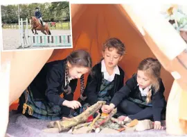  ??  ?? Great outdoors Kilgraston pupils take advantage of the school’s stunning countrysid­e setting. Inset, the school’s equestrian centre