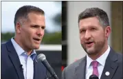  ?? TANIA BARRICKLO — DAILY FREEMAN, FILE PHOTOS ?? Dutchess County Executive Marc Molinaro, left, on Tuesday, Sept. 21, 2021in Rhinebeck; and Ulster County Executive Pat Ryan during an event on , Aug. 4, 2021, in Ellenville.