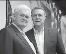  ?? Chart Riggall, mdjonline.com ?? Former Speaker Newt Gingrich and former U.S. Sen. David Perdue campaign Tuesday.