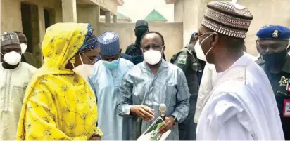  ?? NAN ?? Minister of Humanitari­an Affairs, Disaster Management and Social Developmen­t, Sadiya Farouq (L) and Gov. Babagana Zulum of Borno (R), at a ground breaking ceremony of 1,000 out of the 10,000 Federal Government’s housing programme, at Ngwom in Borno yesterday