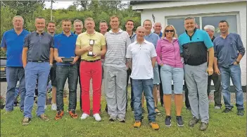  ??  ?? Winner Bruce MacNab with players at the clubhouse.