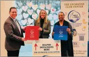  ?? ?? Help for Kids Executive Director Joe Dudek and Stamford Mayor Caroline Simmons posed next to the diaper collection box located at Stamford Government Center.