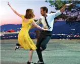  ??  ?? actress showdown: Emma Stone and Ryan Gosling in La La Land her Best Actress rival, Natalie Portman, right, in Jackie