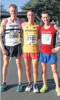  ??  ?? Ben Price, left, with winner Andrew Davies, centre, David Bell who finished third