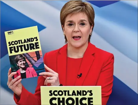  ?? Picture: Jeff J Mitchell/pa Wire ?? First Minister and leader of the Scottish National Party Nicola Sturgeon launches her party’s Election Manifesto