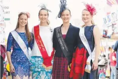  ??  ?? ELEGANT LINE-UP: Georgia Hunter, runner-up Sarah Hill-Murray, North Queensland Sub Chamber Miss Show Girl Marinka Zanetich and Kirsten Lovett at the Cairns Show.