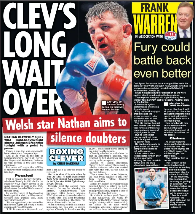  ??  ?? BATTLING ON: Nathan Cleverly during his fight with Andrzej Fonfara
