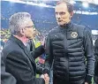  ??  ?? Innenminis­ter Thomas de Maizière (l.) mit BVB-Coach Thomas Tuchel.