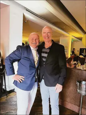  ?? Contribute­d photo / Courtesy of Tony's at the JHouse ?? NHL great and Greenwich resident Mark Messier with Tony Capasso at Tony's at the JHouse last week.