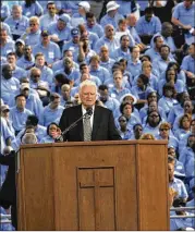  ?? JAMES ESTRIN/THE NEW YORK TIMES ?? The Rev. Billy Graham speaks during the final day of his Crusade at Flushing Meadows Park in Queens, N.Y., on June 26, 2005. Graham, 86, at the time of his farewell, was already showing the effects of time.