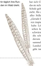  ??  ?? OBEN Hier sieht man die kleinen, typischen Kleckse gut, die typisch für ihre Werke sind. UNTEN LINKS Zum Landleben gehört natürlich auch Clares Hund, mit dem die Schottin täglich ihre Runden im Wald dreht.