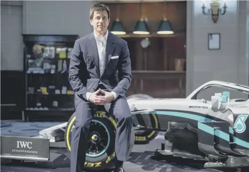 ??  ?? 0 Mercedes team principal Toto Wolff reveals new livery and a new, five-year sponsorshi­p deal with chemicals giant INEOS.