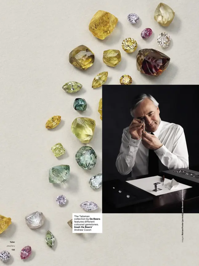  ??  ?? The Talisman collection by De Beers features different coloured gemstones.
Inset: De Beers’ Andrew Coxon