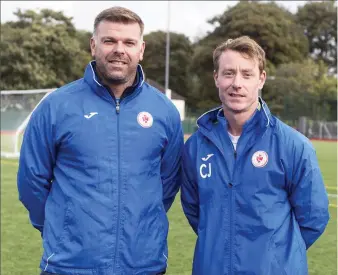  ??  ?? Sligo Rovers U17s manager Danny O’Leary and coach Colm Jinks. Pics: Donal Hackett.