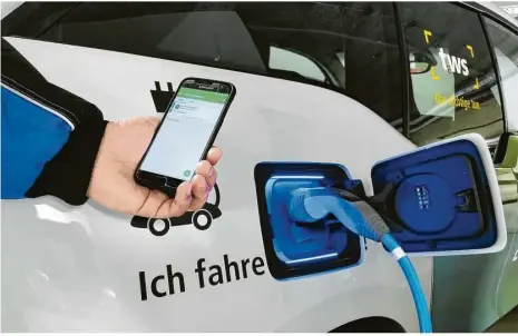  ?? Foto: Laura Liboschik ?? Das Elektroaut­o aus dem Fuhrpark der TWS öffnet und schließt sich mit einem Klick in der Smartphone-app tws.mobil.