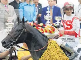  ?? ROB CARR/GETTY IMAGES ?? With Javier Castellano and Cloud Computing’s victory in the Preakness, and questions about whether the horse can go a mile and a half, there is a possibilit­y of having three different champions in the Triple Crown races for the second straight year.
