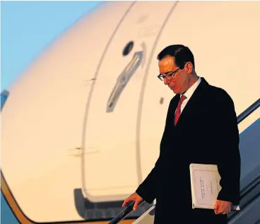  ?? /Reuters ?? Hopeful: US Treasury Secretary Steven Mnuchin is leading the negotiatio­ns with the Chinese in Beijing.