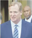  ?? AP PHOTO ?? NOT SUCH A GOOD DAY: Roger Goodell had to answer to several questions from Judge Richard Berman.