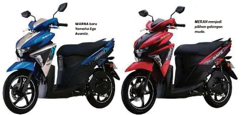  ??  ?? WARNA baru Yamaha Ego Avantiz. MERAH menjadi pilihan golongan muda.