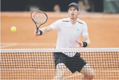  ?? Picture: Reuters ?? TURNING ON THE POWER. Great Britain’s Andy Murray beat Russia’s Karen Khachanov 6-3, 6-4, 6-4 to reach the French Open quarterfin­als at Roland Garros in Paris yesterday.