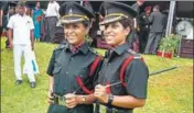  ?? HT PHOTO ?? Lieutenant­s Swati Mahadik and Nidhi Dubey