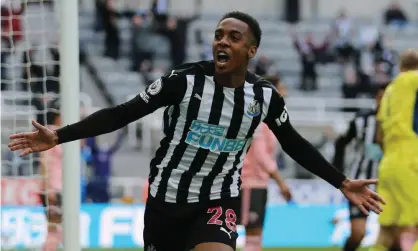  ??  ?? Joe Willock celebrates after scoring for Newcastle against Sheffield United during his loan spell last season. Photograph: MI News/ NurPhoto/Shuttersto­ck