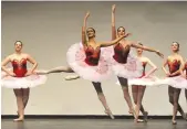  ??  ?? Competitor­s take the stage during the Dance Challenge on the final day of competitio­n at the Moose Jaw Festival of Dance.