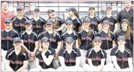  ?? TIMES photograph by Annette Beard ?? The Lady Blackhawks and coaches Josh Reynolds and Nathan Claytor have committed to raise funds through a “Pink Out” for cancer survivors and to bless a family currently battling cancer. The Pink Out game begins at 4:30 p.m. Thursday, March 9.